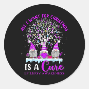 Sticker Rond Ornement de sensibilisation à l'épilepsie Gnomes d