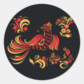 Sticker Rond ornement d'oiseaux russes