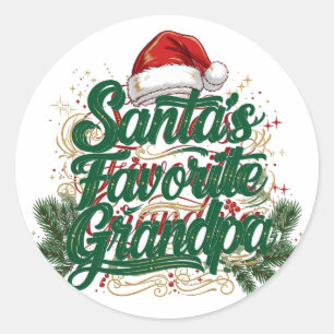 Sticker Rond Ornement Papy préféré du Père Noël