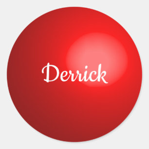 Sticker Rond Ornement rouge de boule de Noël avec le nom