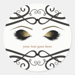 Sticker Rond Ornement vintage Glam Gold Maquillage Eyelashes Fa