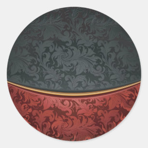 Sticker Rond Ornement vintage rouge et noir