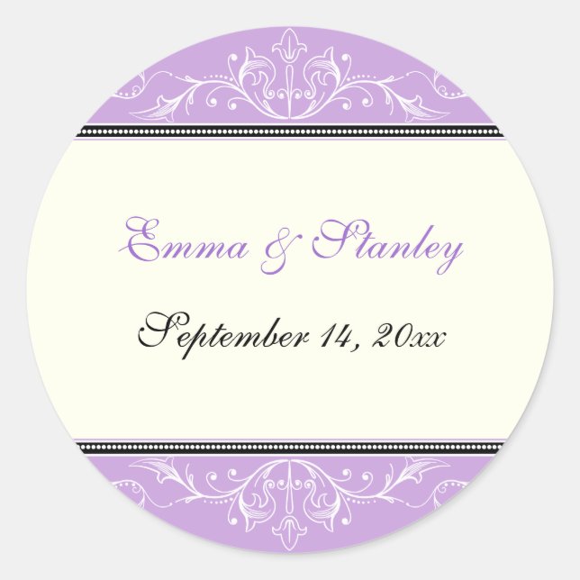 Sticker Rond Ornemental violet blanc Enregistrer l'autocollant  (Devant)