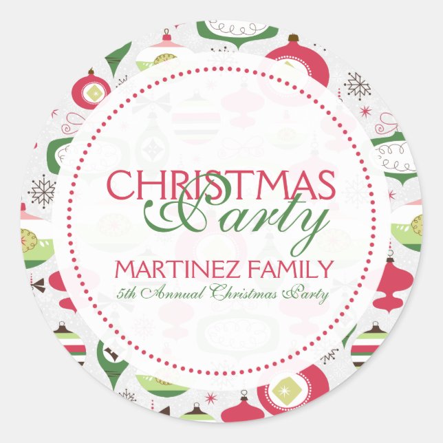 Sticker Rond Ornements de Noël Art déco colorés (Devant)