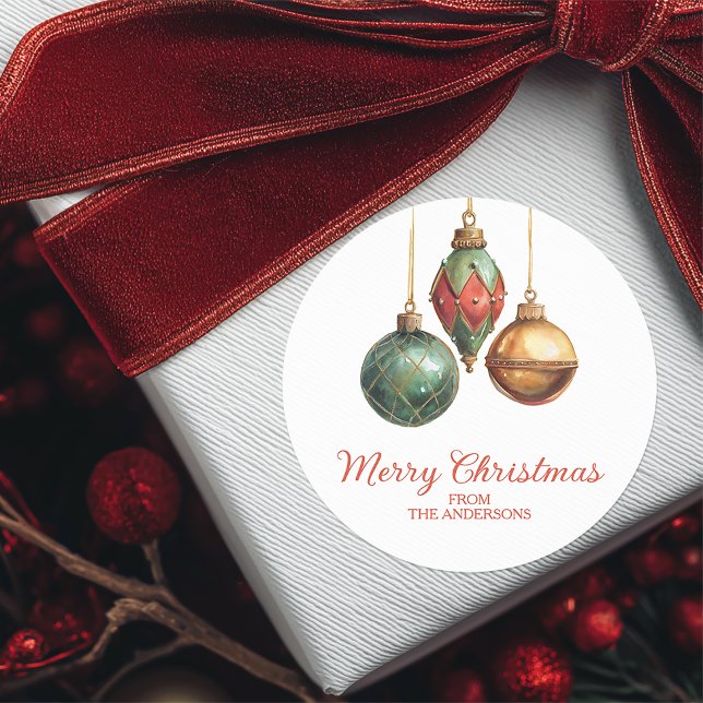 Sticker Rond Ornements de Noël Élégants (Personalized Elegant Christmas Sticker)