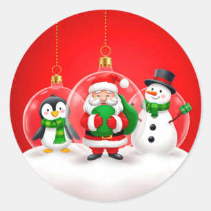 Sticker Rond Ornements de Noël Festifs