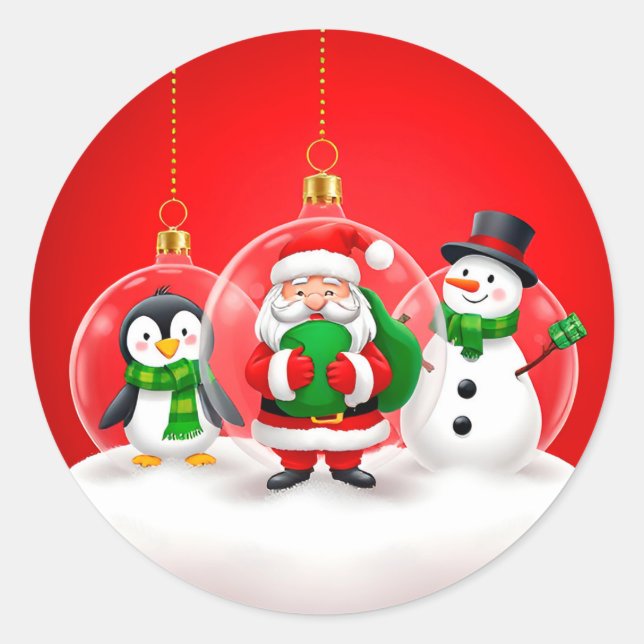 Sticker Rond Ornements de Noël Festifs (Devant)