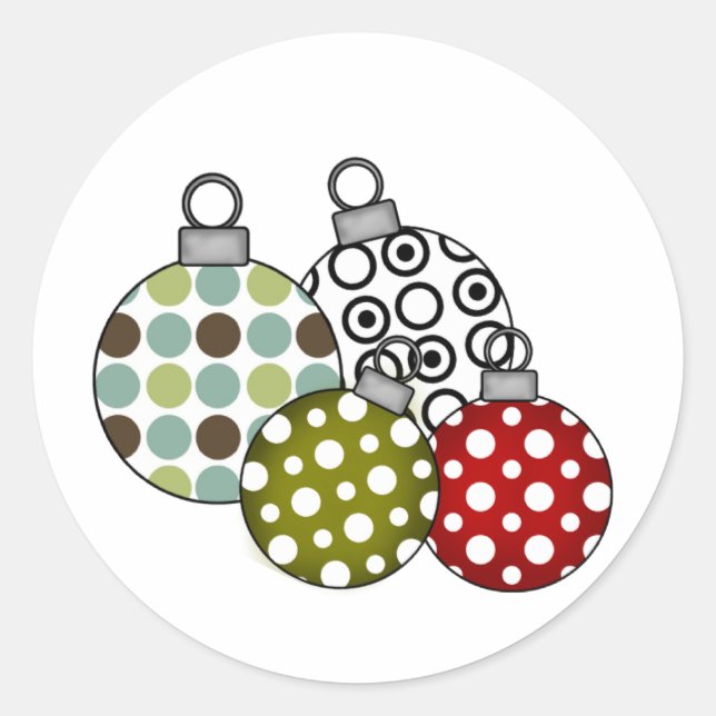 Sticker Rond Ornements de vacances rétro (Devant)