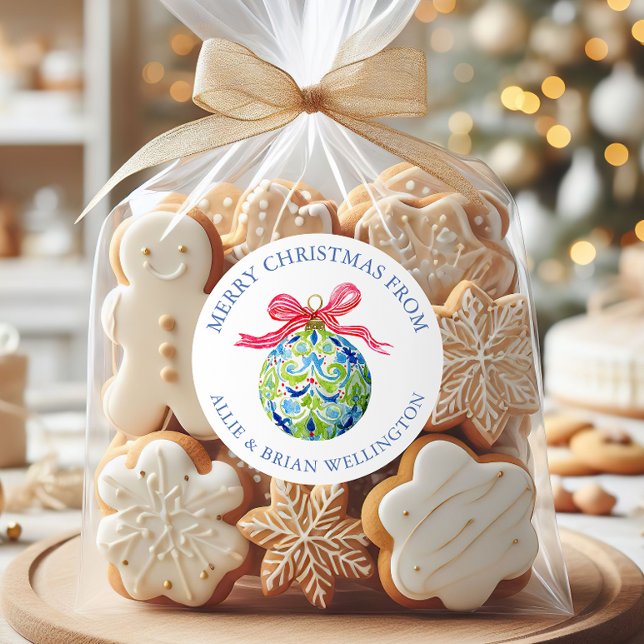 Sticker Rond Ornements Préppy Christmas Baubles (Créateur téléchargé)