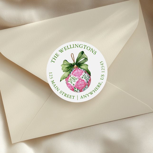 Sticker Rond Ornements Préppy Christmas Baubles (Créateur téléchargé)