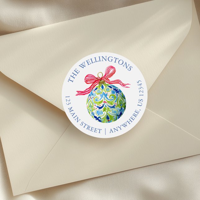 Sticker Rond Ornements Préppy Christmas Baubles (Créateur téléchargé)