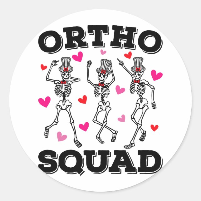 Sticker Rond Ortho Squad Danser Squelette Valentine (Devant)