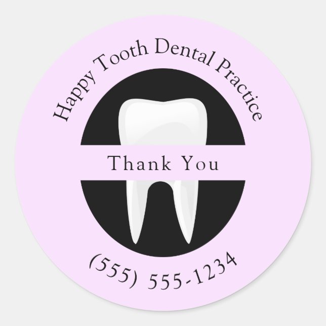 Sticker Rond Orthodontiste dentaire Merci Personnalisé Rose (Devant)