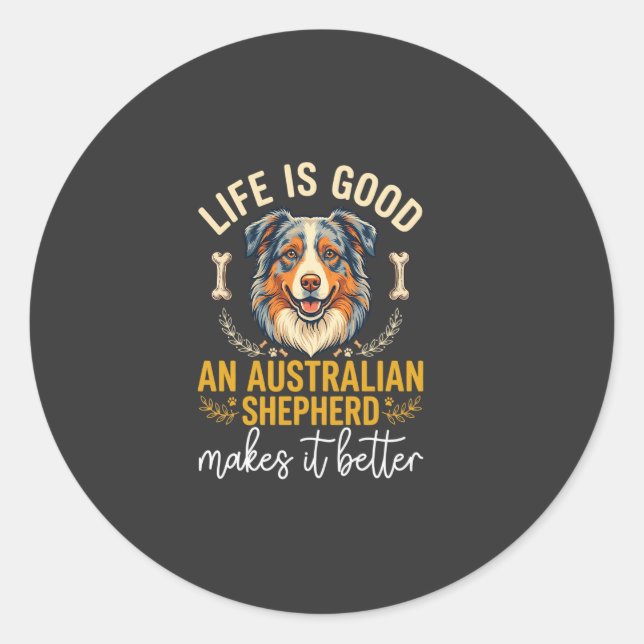 Sticker Rond Os Australien Bonne Vie Bone de chien de berger (Devant)