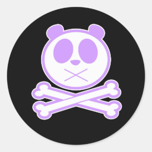 Sticker Rond Os croisé Panda - Violet