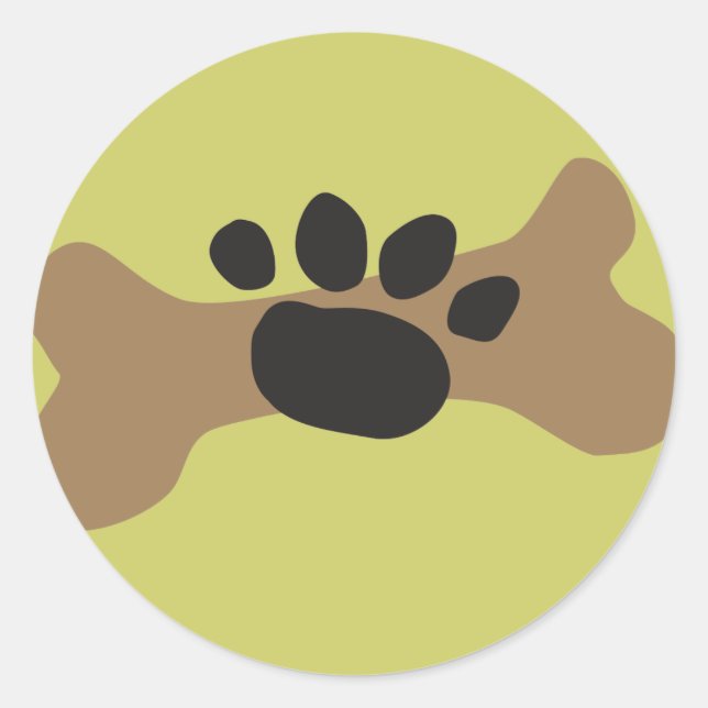 Sticker Rond Os de chien et Empreinte de patte (Devant)