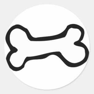 Sticker Rond Os de chien mignon de bande dessinée
