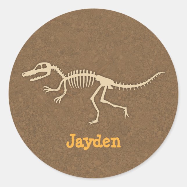 Sticker Rond Os de Vélociraptor Dinosaure Cool Pour Garçons (Devant)