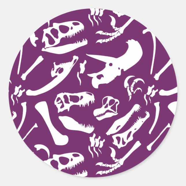 Sticker Rond Os Dinosaures (Violet) (Devant)
