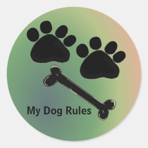 Sticker Rond Os et pattes de chien