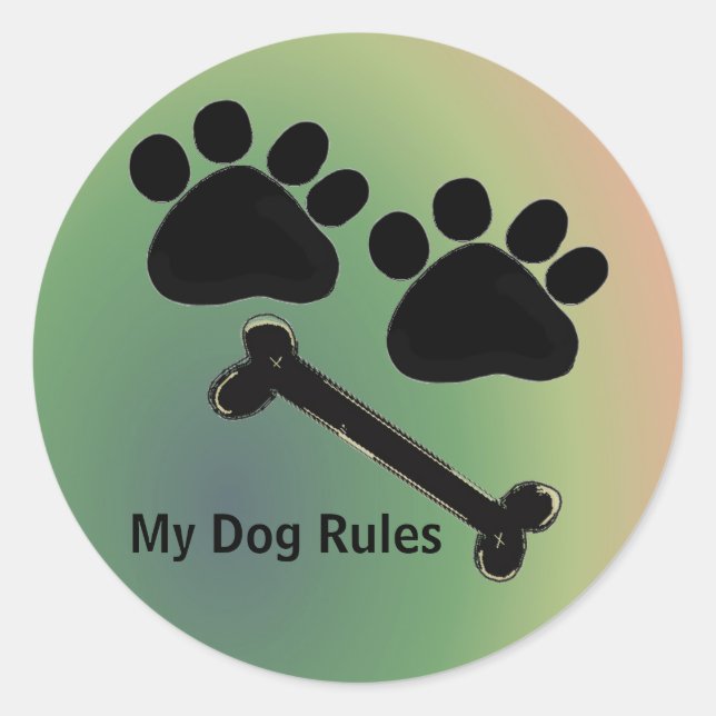 Sticker Rond Os et pattes de chien (Devant)