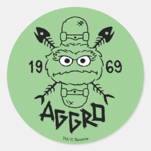 Sticker Rond Oscar the Grouch Skate Logo - Aggro 1969
