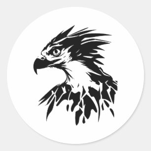 Sticker Rond Osprey Art Abstrait en BW