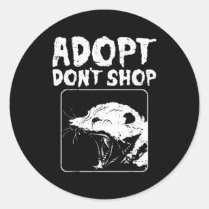 Sticker Rond Ossum Adoptez Ne Faites Pas D'Achats Ssum Rue Chat