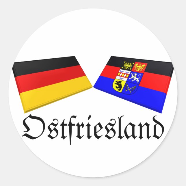 Sticker Rond Ostfriesland, Allemagne Drapeau Tiles (Devant)