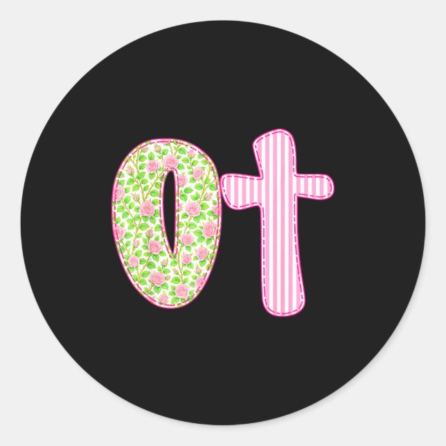Sticker Rond Ot Preppy Occupational Therapy, Boho Cota Girly Co (Devant)