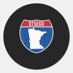 Sticker Rond Otsego Minnesota carte route autoroute panneau sig