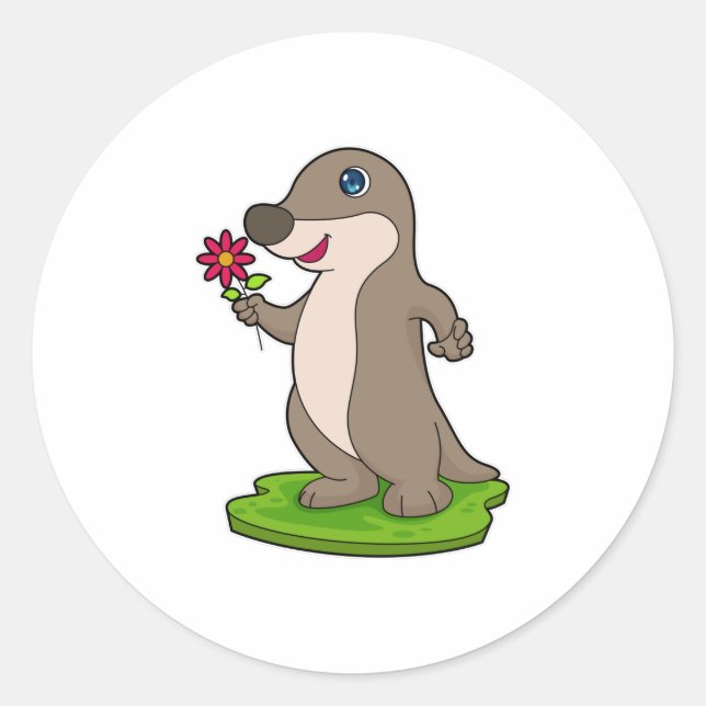 Sticker Rond Otter à fleurs (Devant)