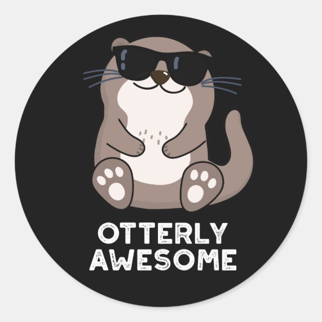 Sticker Rond Otter Animal Otter Pun Dark BG (Devant)