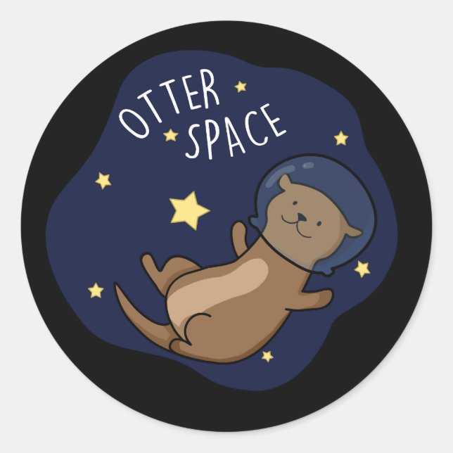 Sticker Rond Otter, astronaute de Otter Pun Dark BG (Devant)