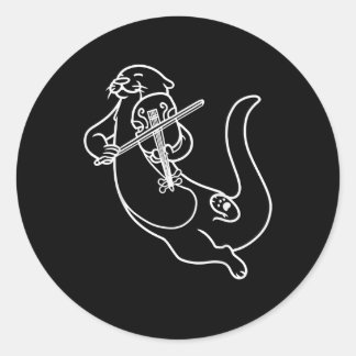 Sticker Rond Otter jouant du violon| pratique musicale de l'alt