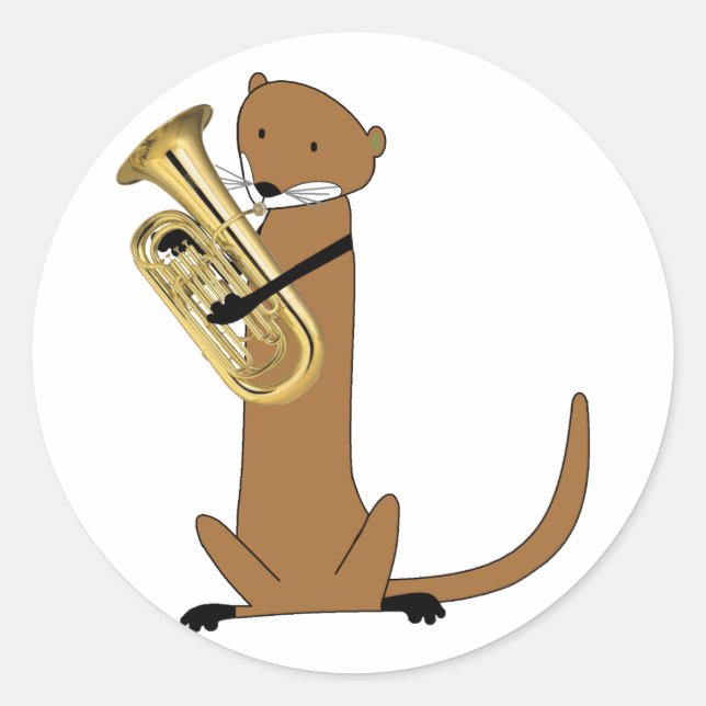 Sticker Rond Otter Jouer l'Euphonium (Devant)