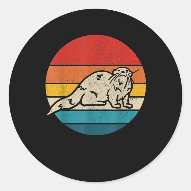 Sticker Rond Otter - Mignonne Louter de mer Coucher de soleil V (Devant)