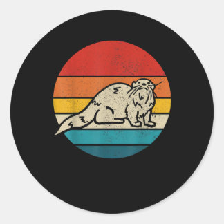 Sticker Rond Otter - Mignonne Louter de mer Coucher de soleil V