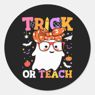Sticker Rond Ou Enseigner Aux Enseignants Un Joyeux Fantôme D'H