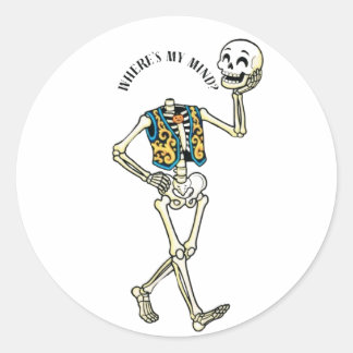 Sticker Rond Où est mon esprit Drôle Halloween Squelette Classi