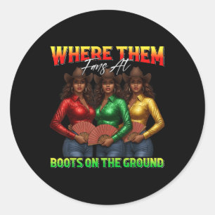 Sticker Rond Où Ils Vont Sur Les Bottes Sur Le Terrain Black Co