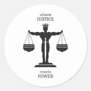 Sticker Rond Où la justice rencontre le pouvoir, le procureur,