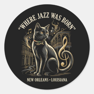 Sticker Rond Où le jazz est né Patrimoine du chat noir de La No