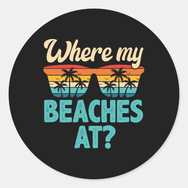 Sticker Rond Où Mes Plages À Tropical Beach Vacances Été (Devant)