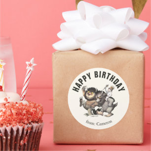 Sticker Rond Où sont les choses sauvages   Joyeux anniversaire