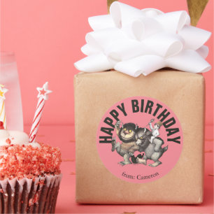 Sticker Rond Où sont les monstres ?   Joyeux Anniversaire