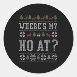 Sticker Rond Où sont mes Hos Ho Couple assorti Noël Ugly