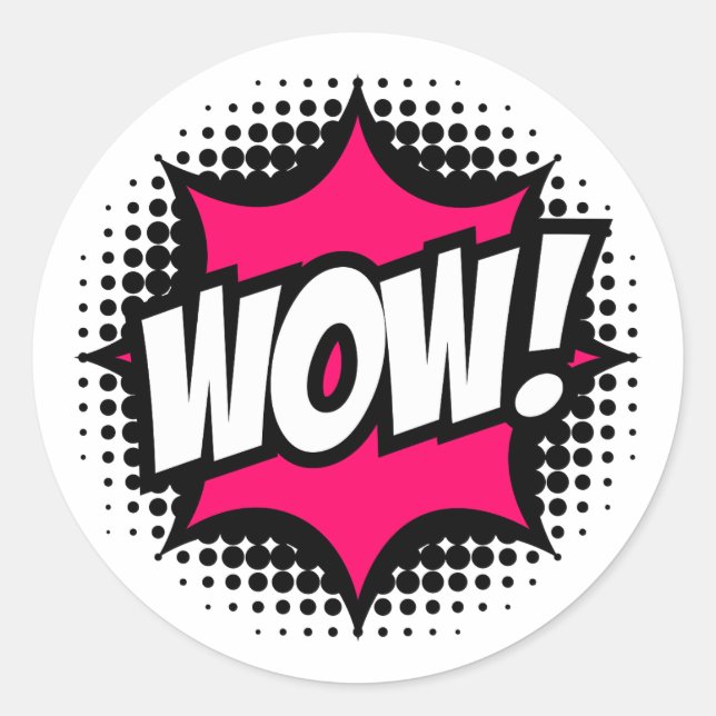 Sticker Rond OUAH ! Style de bande dessinée (Devant)