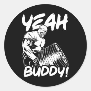 Sticker Rond Ouais Buddy - Ronnie Coleman T-bar Row - Gym Motiv