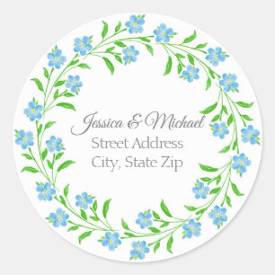 Sticker Rond Oubliez-moi non aquarelle Floral Wreath